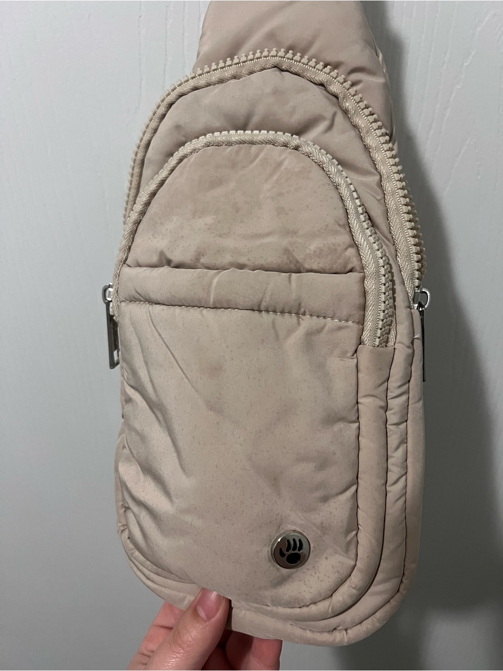 BearPaw Small Quilted Crossbody Sling Bag - Beige